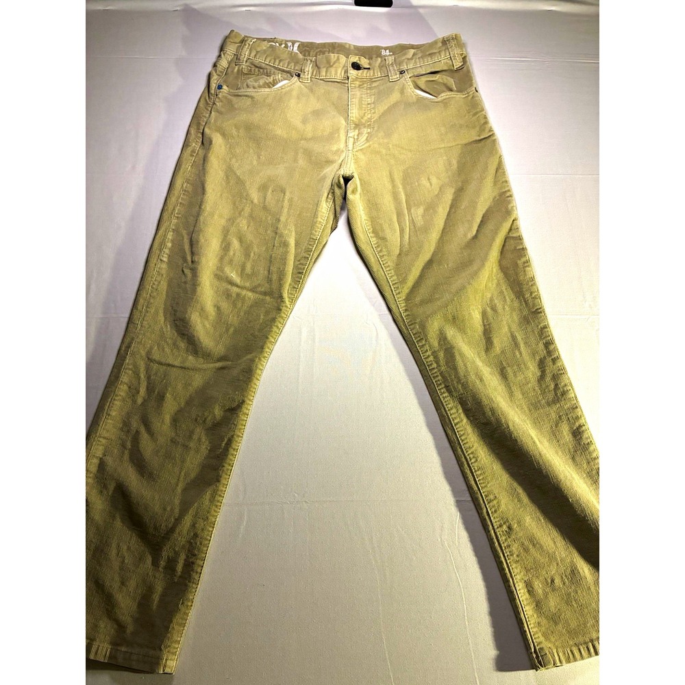 Vintage Hurley Men's Beige Corduroy Pants Slim Fit Straight Leg Flat Front 36/30